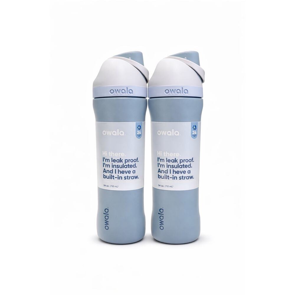 Owala FreeSip Insulated Water Bottle Sea Salt 24 oz – Set of‎ 2 – New